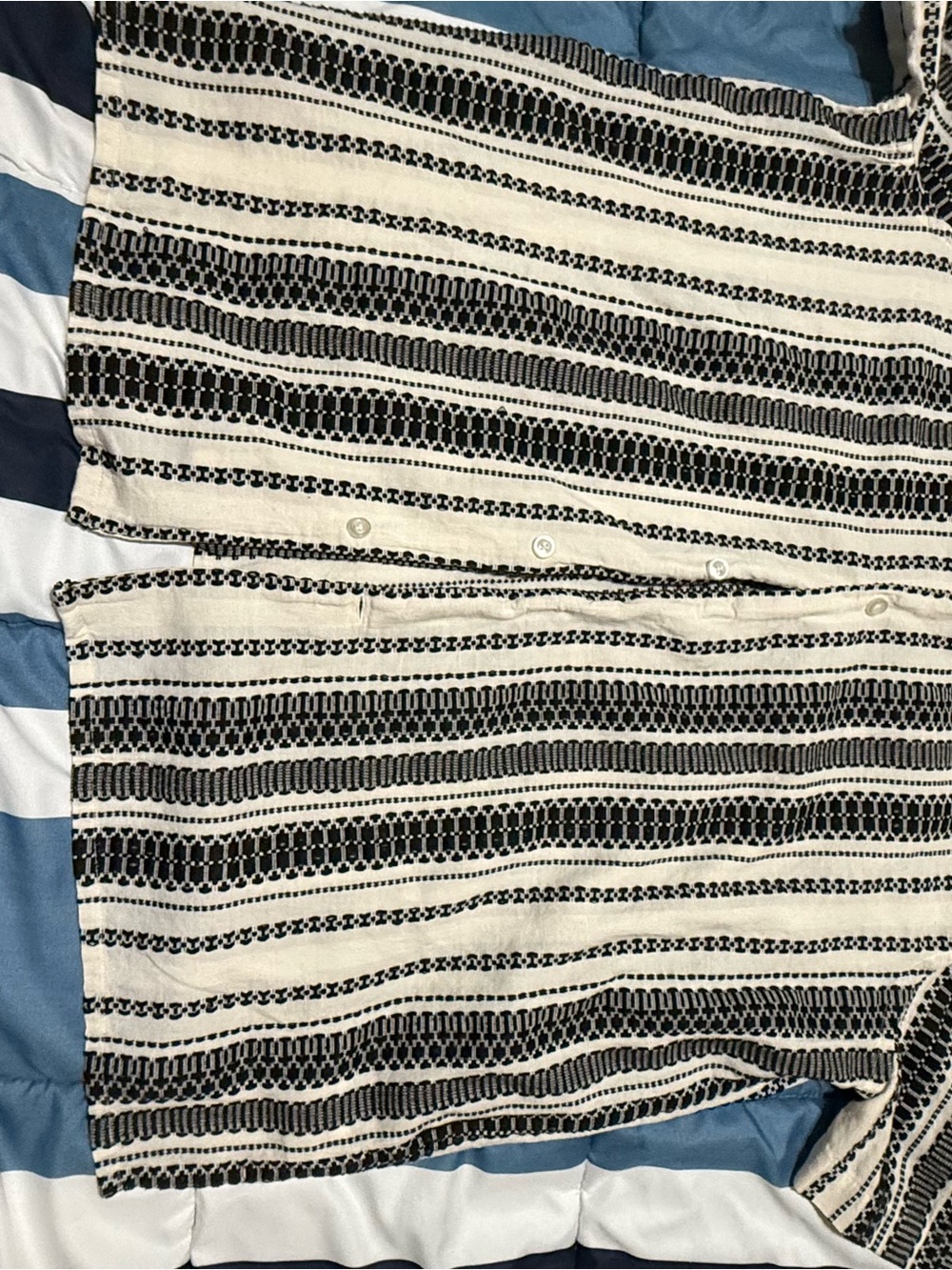 Express Black and Cream Patterned Button-Up Top